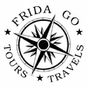 Frida Go Tours & Travels logo - a compass icon in black and white on a slight angle.